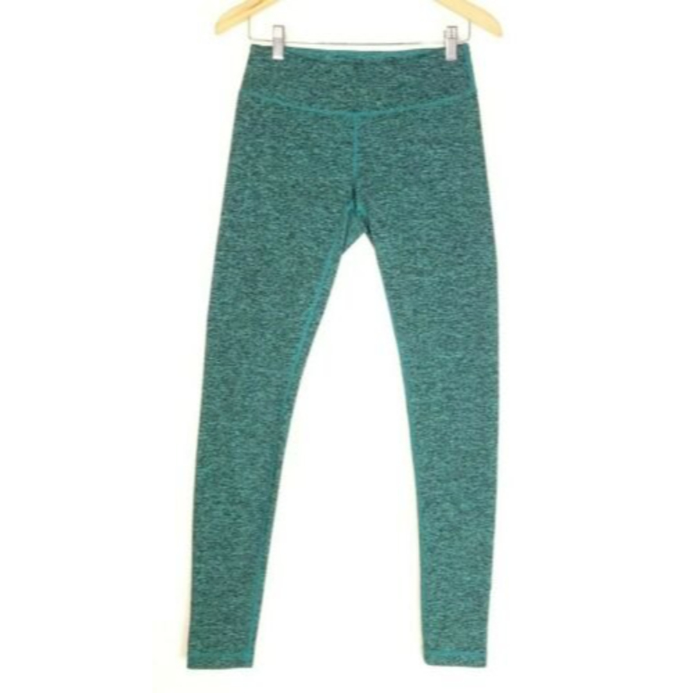 Zella Leggings Small Green Teal Space Dye Mid Rise Ankle Yoga Running Athleisure